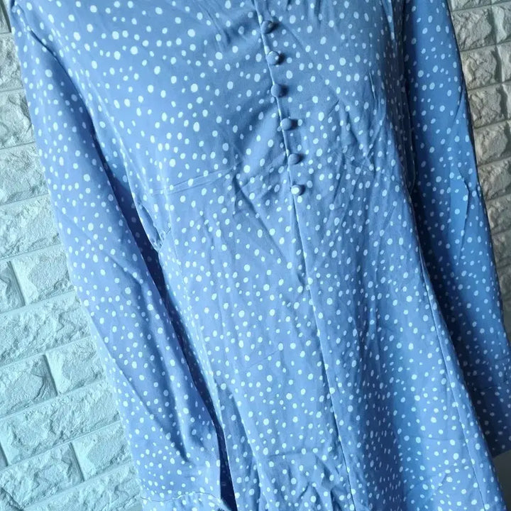 [BUNJANG] Unbranded Dot Pattern Sky Blue Long Dress / 잔잔 도트 롱 원피스 하늘색(새상품)