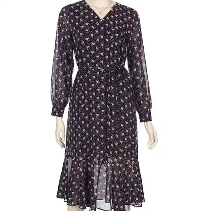 [BUNJANG] Floral Pattern Long Chiffon Dress / 플라워 패턴 롱 쉬폰원피스(새상품)