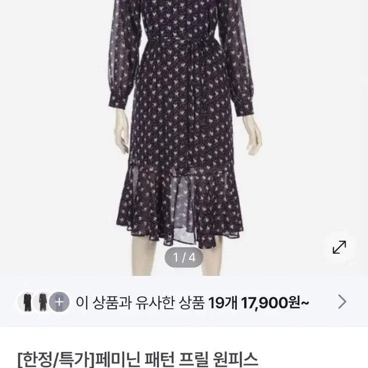 [BUNJANG] Floral Pattern Long Chiffon Dress / 플라워 패턴 롱 쉬폰원피스(새상품)