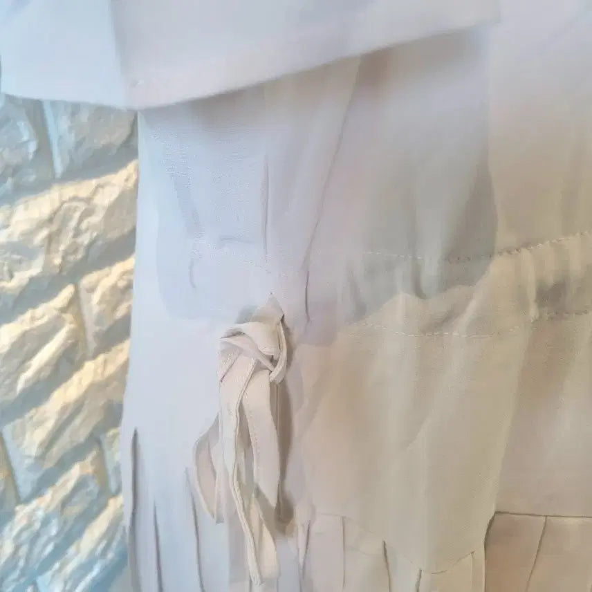 [BUNJANG] Ivory Pleated Long Dress / 아이보리 플리츠 롱 원피스(새상품)