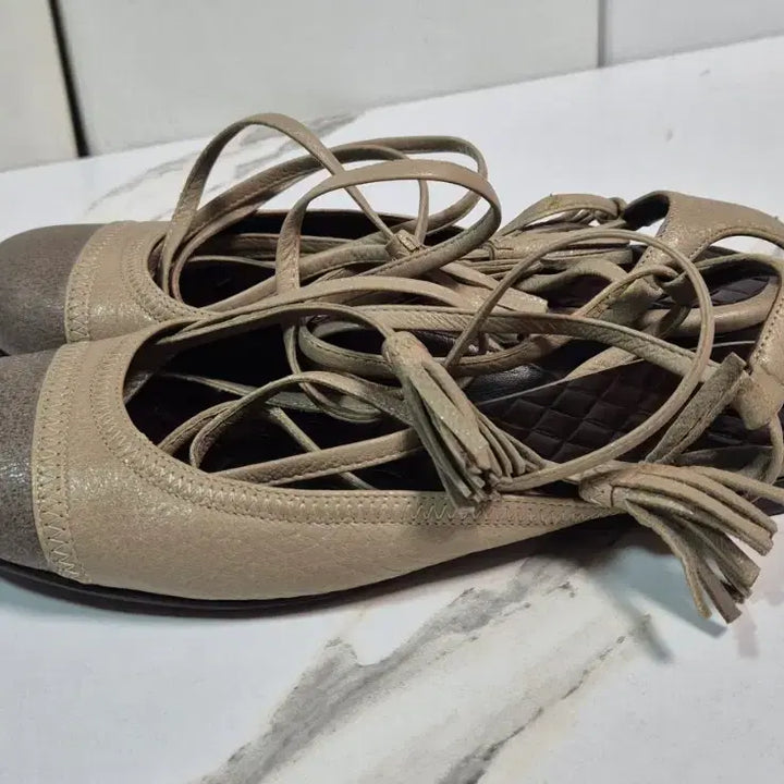 [BUNJANG] Bottega Veneta Leather Ballerina Flat Shoes 37 / (정품) 보테가베네타 레더 발레리나 플랫 슈즈 구두 37