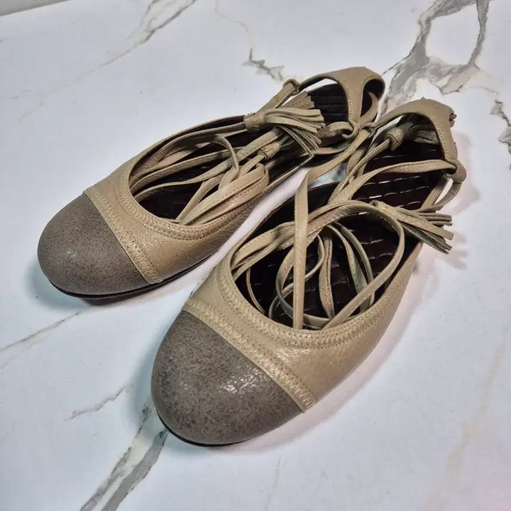 [BUNJANG] Bottega Veneta Leather Ballerina Flat Shoes 37 / (정품) 보테가베네타 레더 발레리나 플랫 슈즈 구두 37