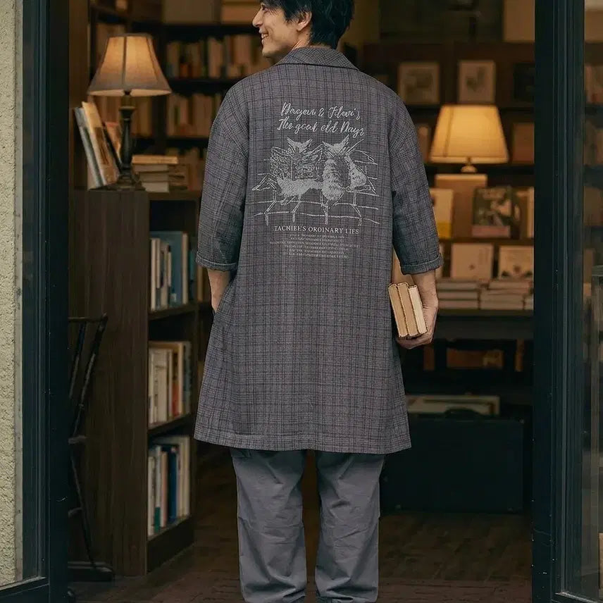 [BUNJANG] WACHIFIELD Dayan Embroidered Check Oversized Long Coat / [희귀/오버핏] WACHIFIELD 다얀 자수 체크 오버사이즈 롱코트