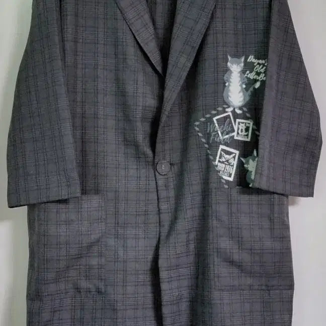 [BUNJANG] WACHIFIELD Dayan Embroidered Check Oversized Long Coat / [희귀/오버핏] WACHIFIELD 다얀 자수 체크 오버사이즈 롱코트