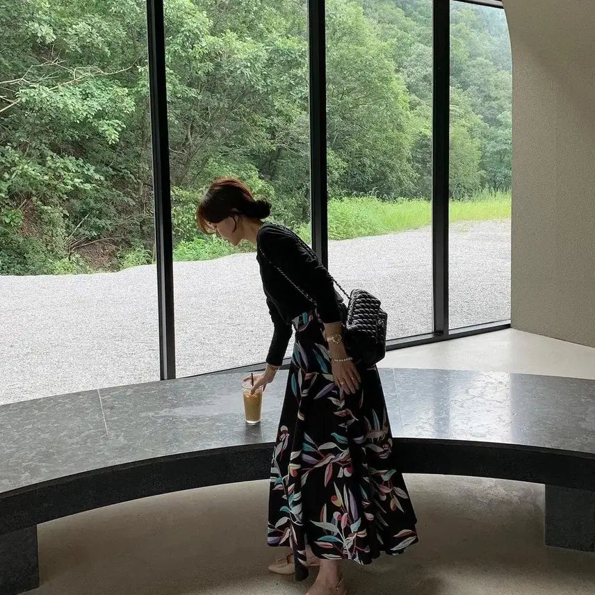 [BUNJANG] Vicinni Leaf Pattern Long Skirt / 바이씨니 제작리프스커트