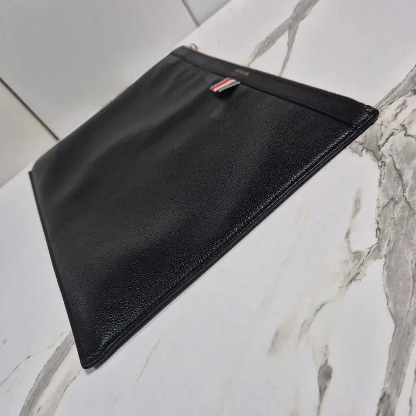 [BUNJANG] Thom Browne Pebbled Grain Leather Black Clutch Bag / (정품) 톰브라운 페블 그레인 블랙 클러치 백