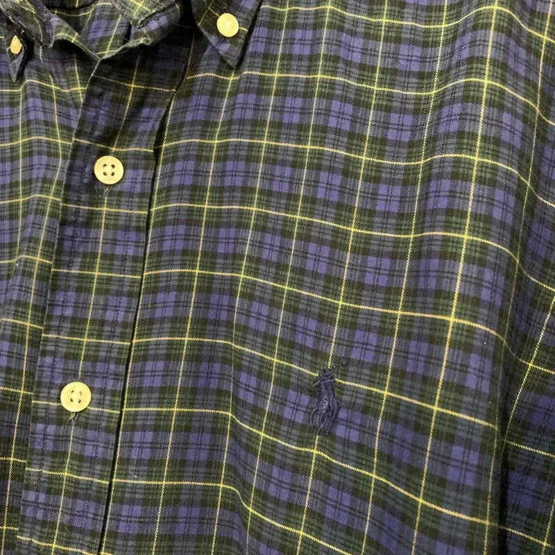 [BUNJANG] Polo Ralph Lauren Purple Green Checkered Shirt / M 폴로랄프로렌 퍼플 그린 체크 셔츠 남방