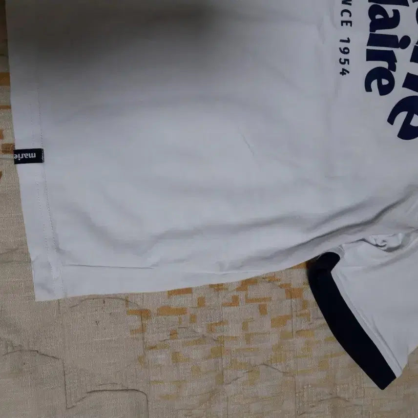 [BUNJANG] Marie Claire Ringer T-Shirt White Navy S / 마리끌레르 링거 티셔츠 화이트 네이비 S