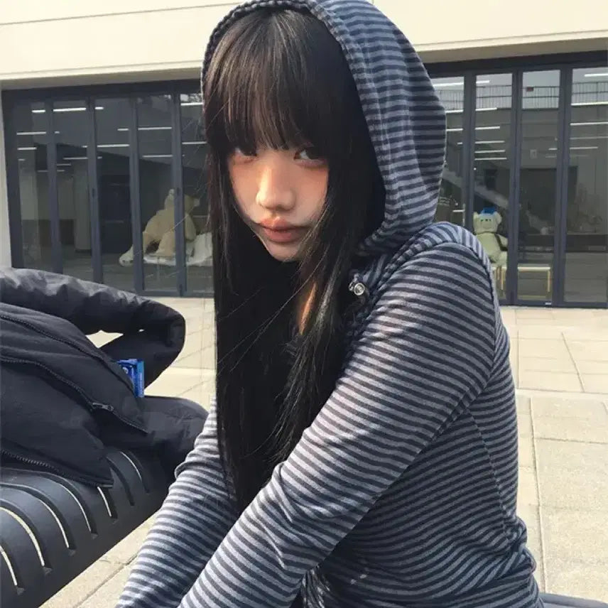 [BUNJANG] 애니원모어 러트 스냅 또또 후드 긴팔 티셔츠 / 애니원모어 러트 스냅 또또 후드 긴팔 티셔츠