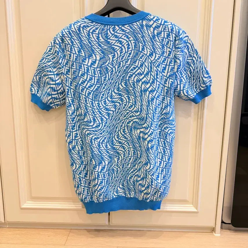 [BUNJANG] Fendi FF Logo Knit Short Sleeve Top / 펜디 FF 로고 반팔 니트 블루
