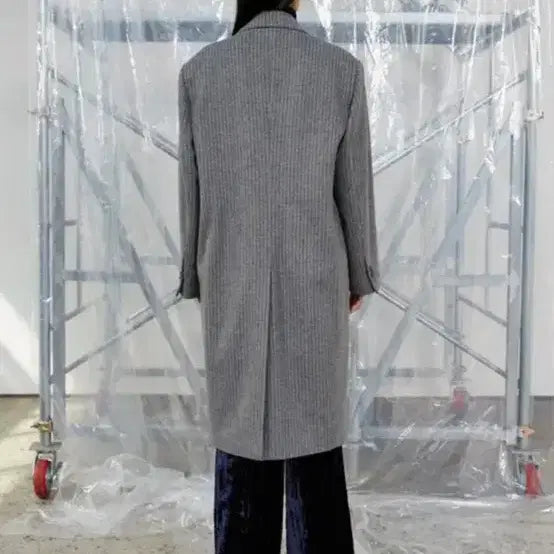 [BUNJANG] S/E/O Gray Stripe Long Coat / 1) S/E/O 그레이 스트라이프 롱 코트