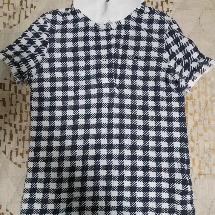 [BUNJANG] Lacoste Gingham Check Short Sleeve Collar T-Shirt Size S / 라코스테 깅엄체크 반팔 칼라 티셔츠 S
