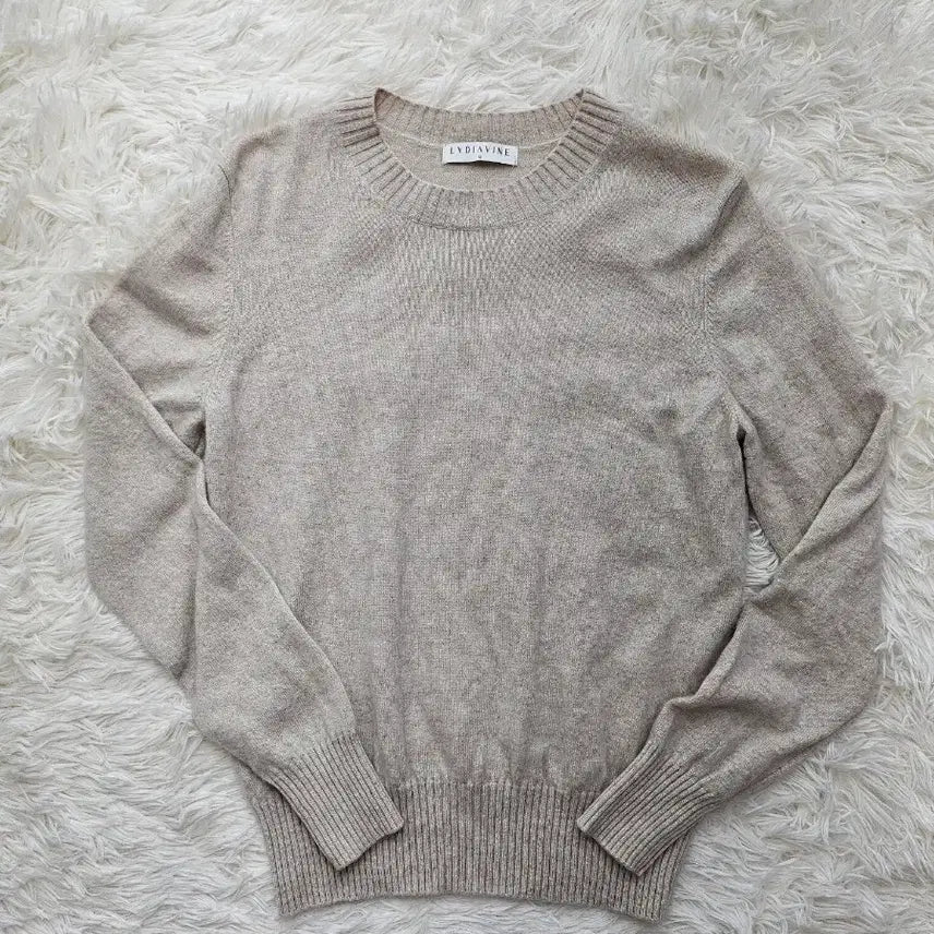 [BUNJANG] LYDIAVINE Beige Cashmere Knit Sweater M / LYDIAVINE 베이지 라운드넥  캐시미어 니트 M