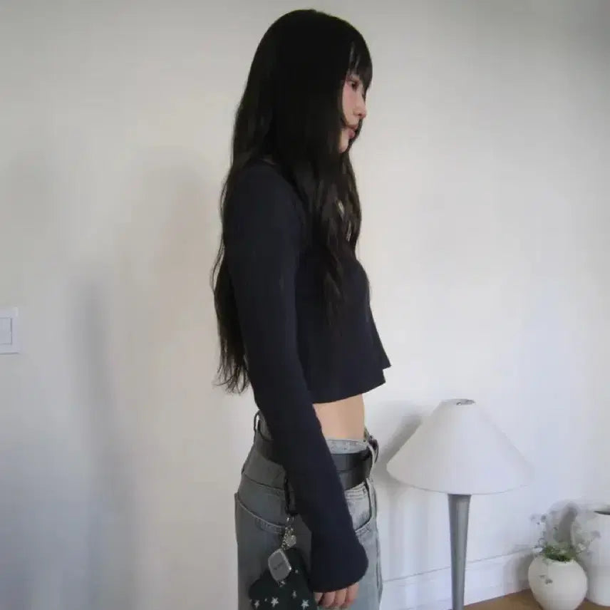 [BUNJANG] EASEAS Pin Crop Cardigan (Navy) / 이즈이즈 pin crop cardigan 네이비