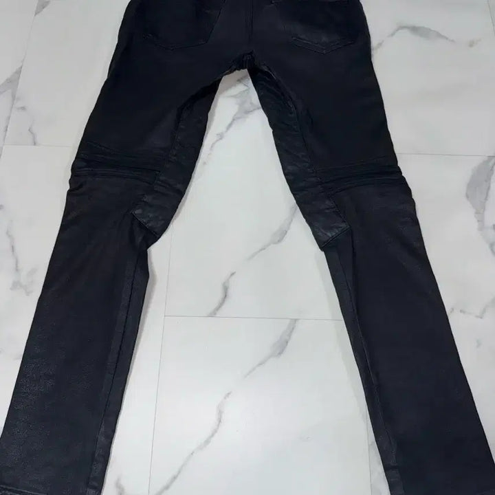 [BUNJANG] Balmain Black Wax Coated Panel Biker Denim Jeans / 발망 블랙 왁스 코팅 패널 바이커 데님
