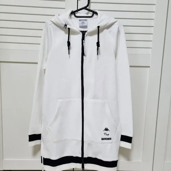 [BUNJANG] KAPPA Long Hooded Zip-Up Jumper White S / 카파 롱후드집업점퍼. 화이트. S