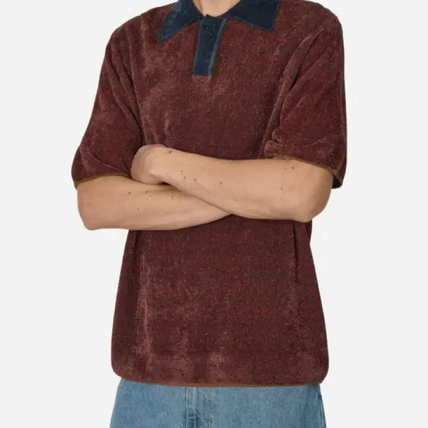 [BUNJANG] AMOMENTO Jacquard Collar Knit Top / 아모멘토(AMOMENTO)자카드 칼라 니트