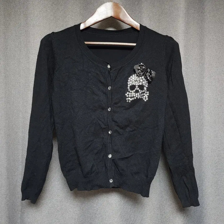 [BUNJANG] Skull Cubic Y2k Gal Garu Cardigan / 스컬 큐빅 Y2k갸루 가디건