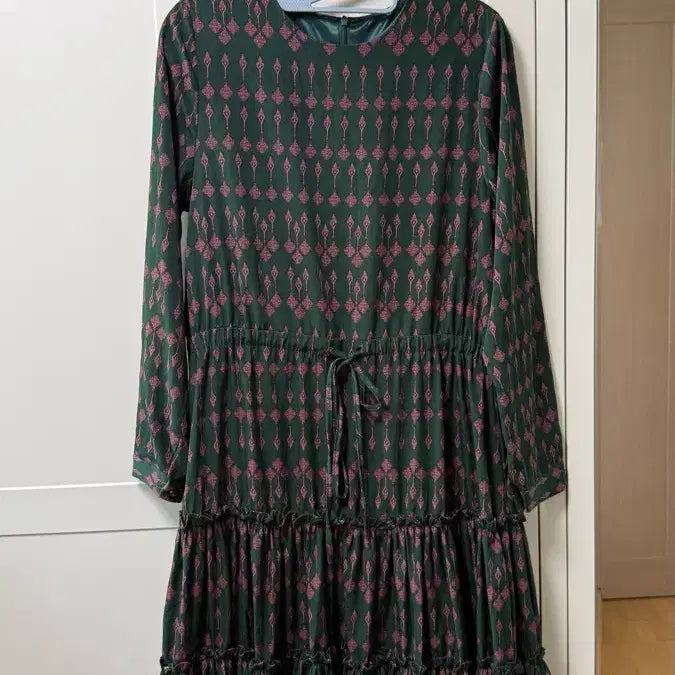 [BUNJANG] Pattern Long Dress Green / 패턴 롱 원피스 그린 FREE