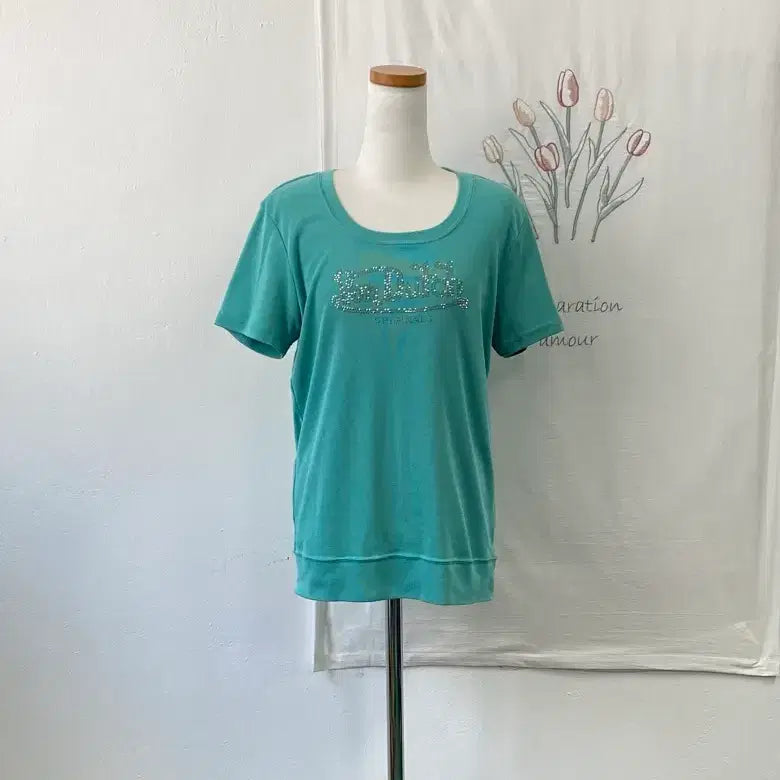 [BUNJANG] Von Dutch Cubic Logo Knit Top / 본더치 큐빅로고 포인트 반팔 니트 092