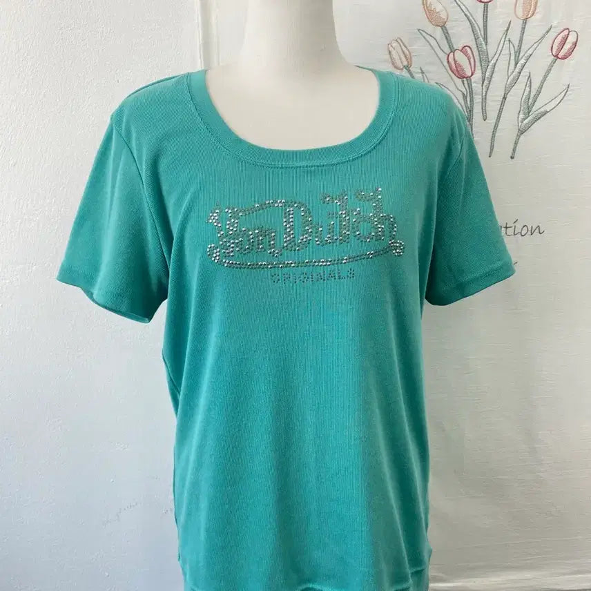[BUNJANG] Von Dutch Cubic Logo Knit Top / 본더치 큐빅로고 포인트 반팔 니트 092