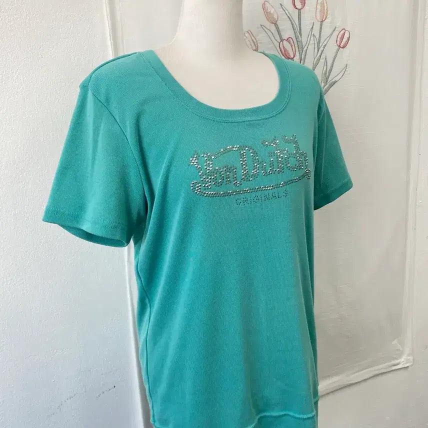 [BUNJANG] Von Dutch Cubic Logo Knit Top / 본더치 큐빅로고 포인트 반팔 니트 092