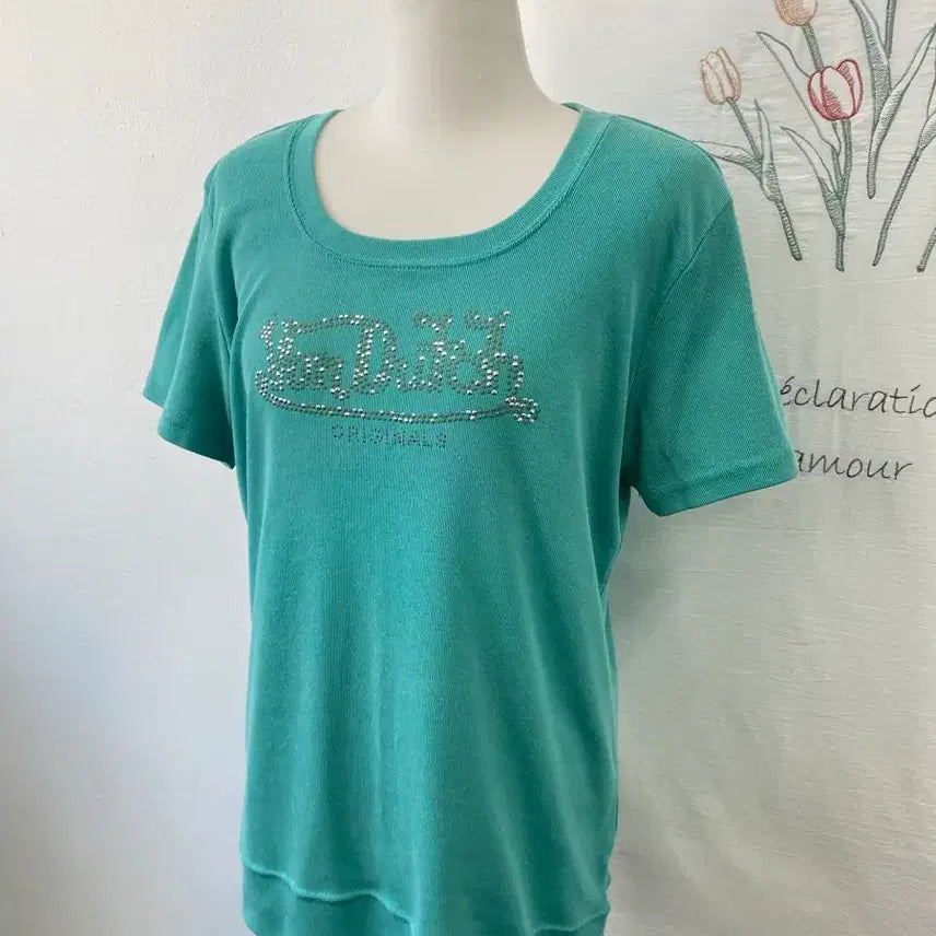[BUNJANG] Von Dutch Cubic Logo Knit Top / 본더치 큐빅로고 포인트 반팔 니트 092