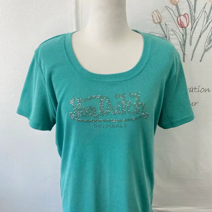[BUNJANG] Von Dutch Cubic Logo Knit Top / 본더치 큐빅로고 포인트 반팔 니트 092