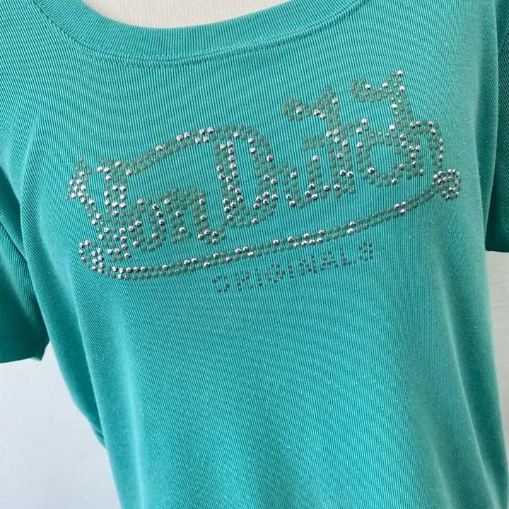 [BUNJANG] Von Dutch Cubic Logo Knit Top / 본더치 큐빅로고 포인트 반팔 니트 092