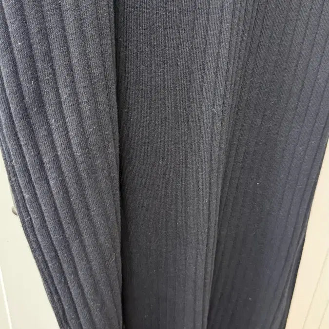 [BUNJANG] Black Ribbed Knit Short-Sleeve Long Dress / 블랙 립 반팔 니트 롱원피스