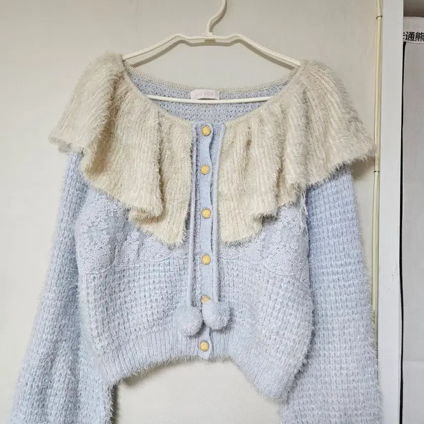 [BUNJANG] Liz Lisa Pompom Big Collar Cardigan / 일본브랜드 리즈리사 폼폼이 빅카라 가디건