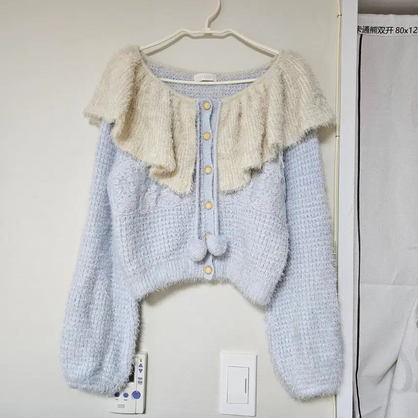 [BUNJANG] Liz Lisa Pompom Big Collar Cardigan / 일본브랜드 리즈리사 폼폼이 빅카라 가디건