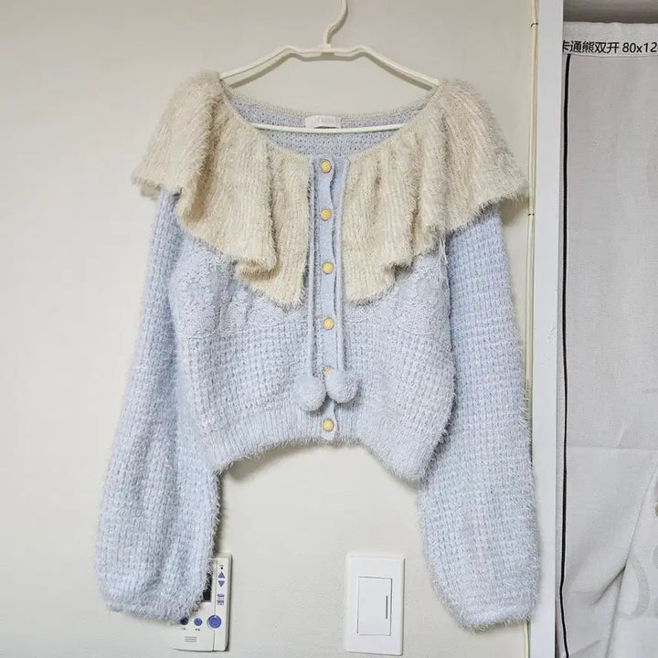 [BUNJANG] Liz Lisa Pompom Big Collar Cardigan / 일본브랜드 리즈리사 폼폼이 빅카라 가디건