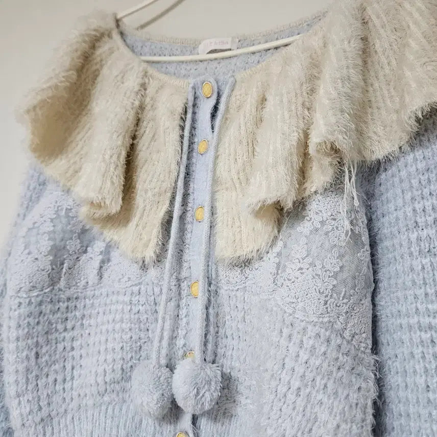 [BUNJANG] Liz Lisa Pompom Big Collar Cardigan / 일본브랜드 리즈리사 폼폼이 빅카라 가디건