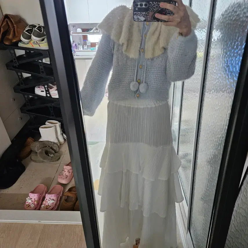 [BUNJANG] Liz Lisa Pompom Big Collar Cardigan / 일본브랜드 리즈리사 폼폼이 빅카라 가디건