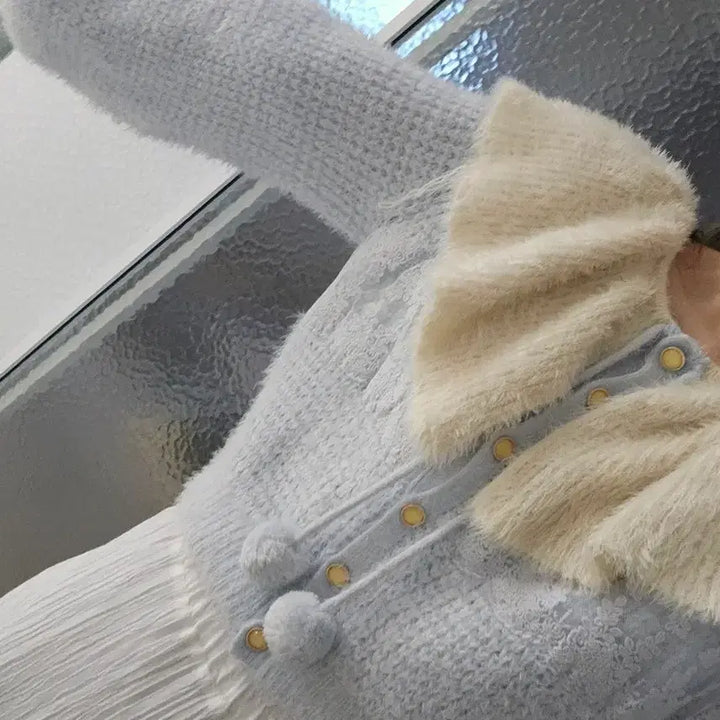 [BUNJANG] Liz Lisa Pompom Big Collar Cardigan / 일본브랜드 리즈리사 폼폼이 빅카라 가디건