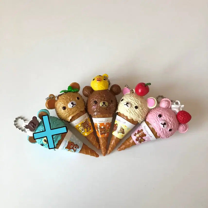 [BUNJANG] Rilakkuma Ice Cream Keychain Set (5 Types) / 리락쿠마 아이스크림 키링 5종 세트