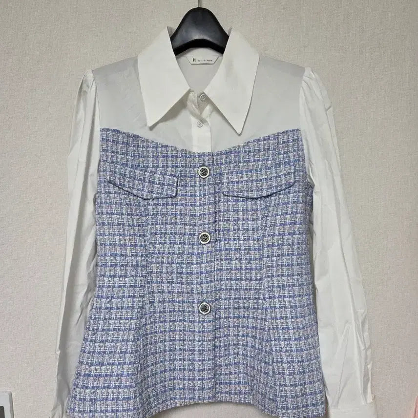 [BUNJANG] it MICHAA Tweed Color Block Blouse / (새제품) 잇미샤(it MICHAA) 트위드 배색 블라우스 44사이즈