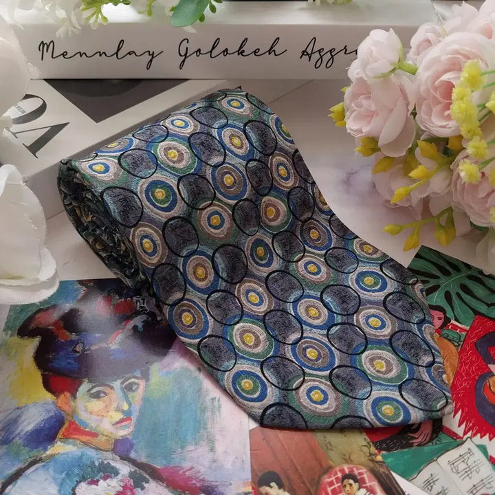 [BUNJANG] Ermenegildo Zegna Grey &amp; Blue Pattern Silk Tie / 에르메네질도 제냐 그레이 패턴 넥타이 9.7cm S~A+등급 K2433