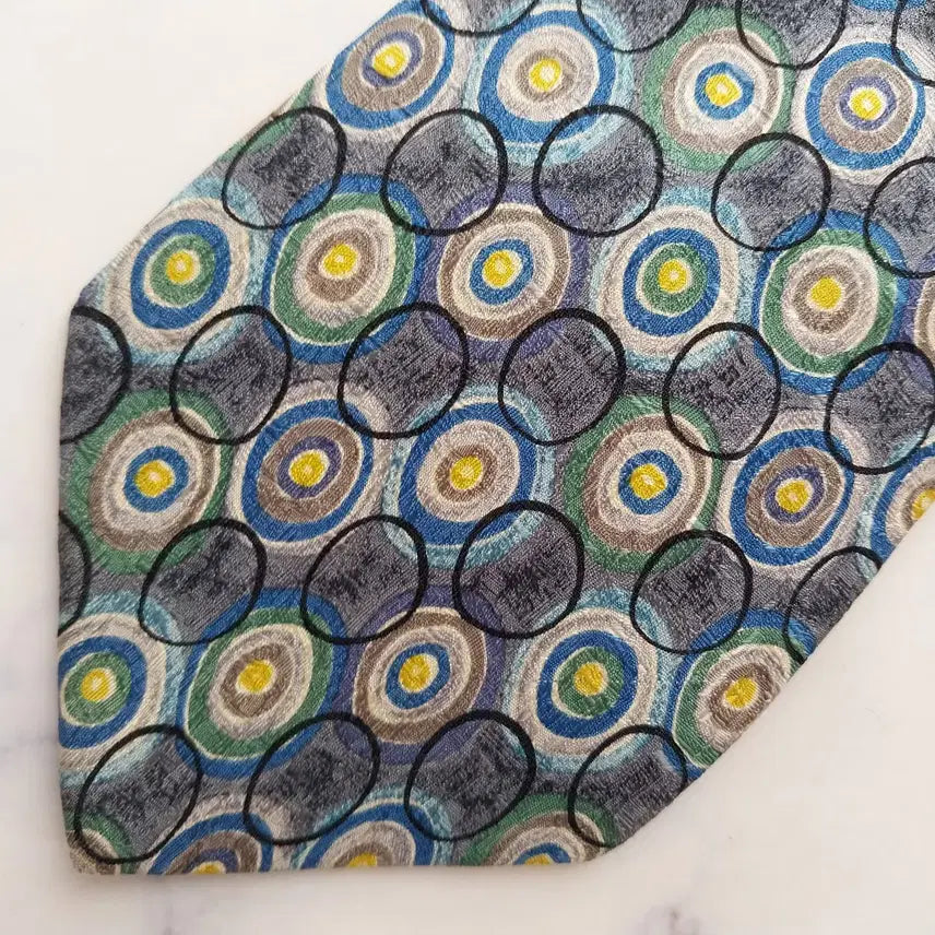 [BUNJANG] Ermenegildo Zegna Grey &amp; Blue Pattern Silk Tie / 에르메네질도 제냐 그레이 패턴 넥타이 9.7cm S~A+등급 K2433