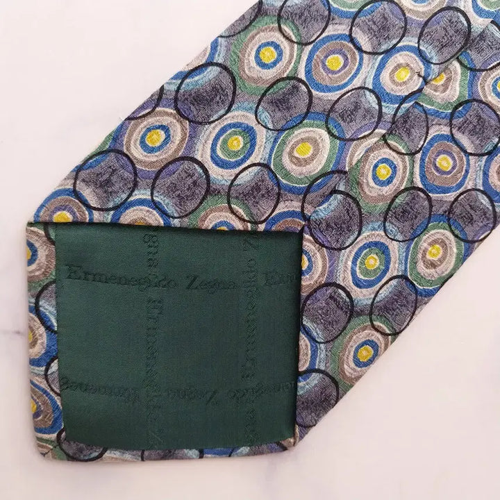 [BUNJANG] Ermenegildo Zegna Grey &amp; Blue Pattern Silk Tie / 에르메네질도 제냐 그레이 패턴 넥타이 9.7cm S~A+등급 K2433