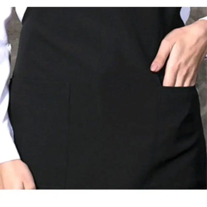 [BUNJANG] Simple Black H-Line Apron / 심플 원피스 앞치마 / 블랙 H형 앞치마