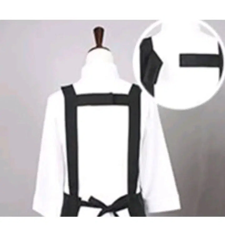 [BUNJANG] Simple Black H-Line Apron / 심플 원피스 앞치마 / 블랙 H형 앞치마