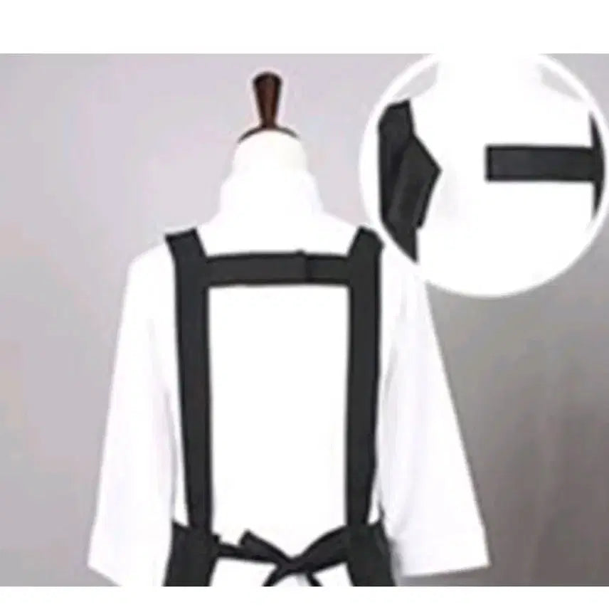[BUNJANG] Simple Black H-Line Apron / 심플 원피스 앞치마 / 블랙 H형 앞치마