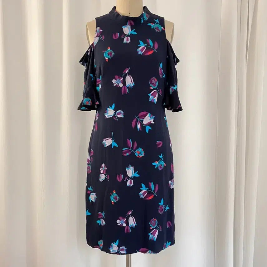 [BUNJANG] REBECCA TAYLOR Floral Cold Shoulder Dress / 플라워 패턴 콜드 숄더 원피스
