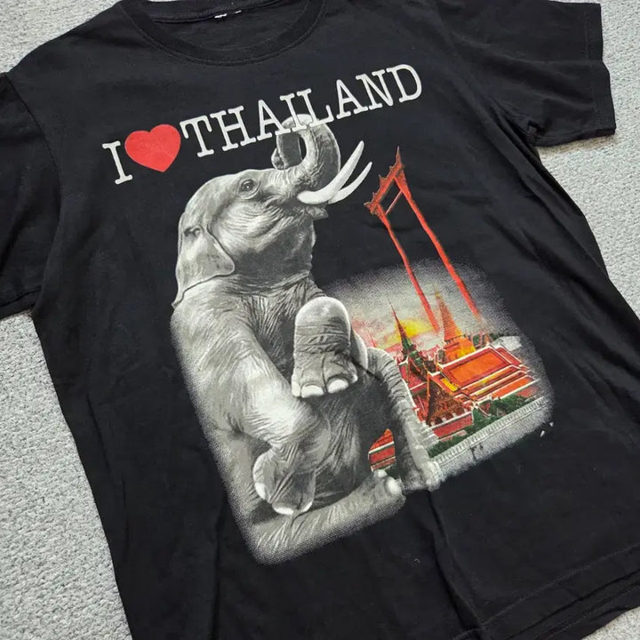 [BUNJANG] Vintage Thai Print Short Sleeve T-Shirt / Thai 빈티지 반팔 티셔츠 L(100)