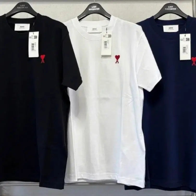 [BUNJANG] AMI Unisex Small Logo Heart Round Short Sleeve T-shirt / 정품/새상품) 아미 남녀공용 스몰로고하트  라운드 반팔