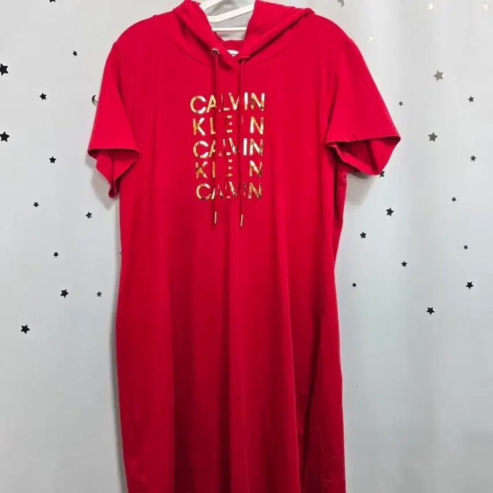 [SOLD OUT] 캘빈클라인 레드 후드 반팔 원피스 L