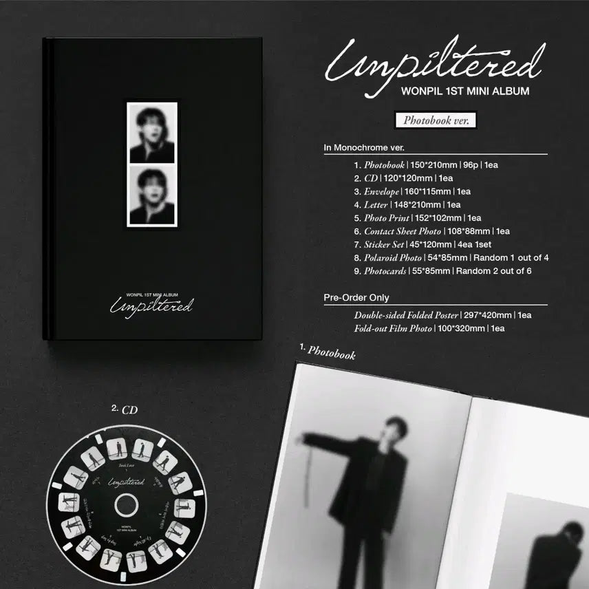[BUNJANG] DAY6 Wonpil Unpiltered In monochrome Album / 데이식스 원필 Unpiltered 앨범 In monochrome 미개봉