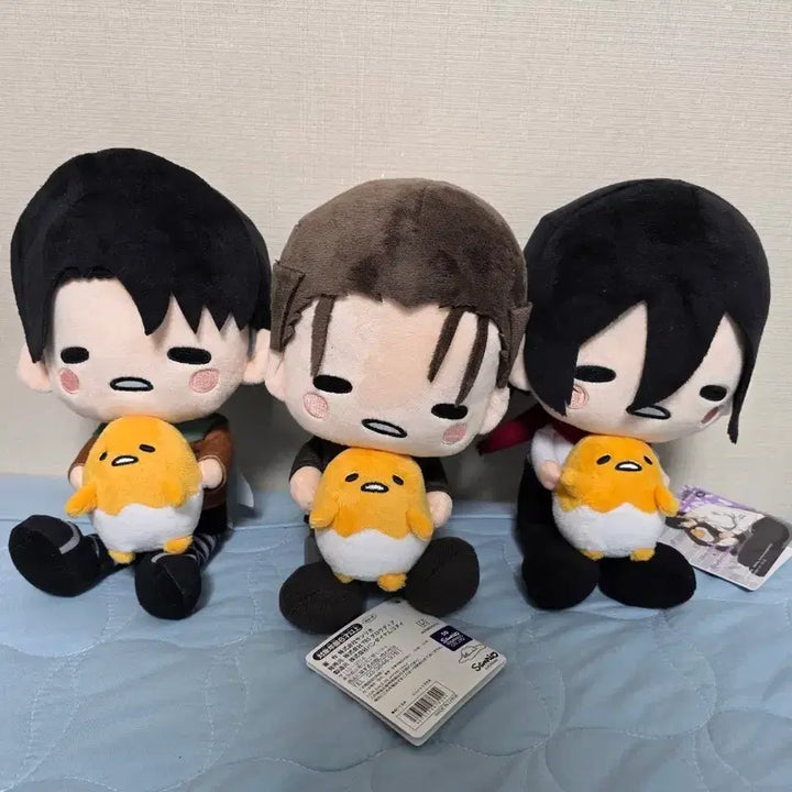 [BUNJANG] Attack on Titan Gudetama Collaboration Plush Doll Set / 진격의 거인 x 구데타마 콜라보 인형 3종 세트